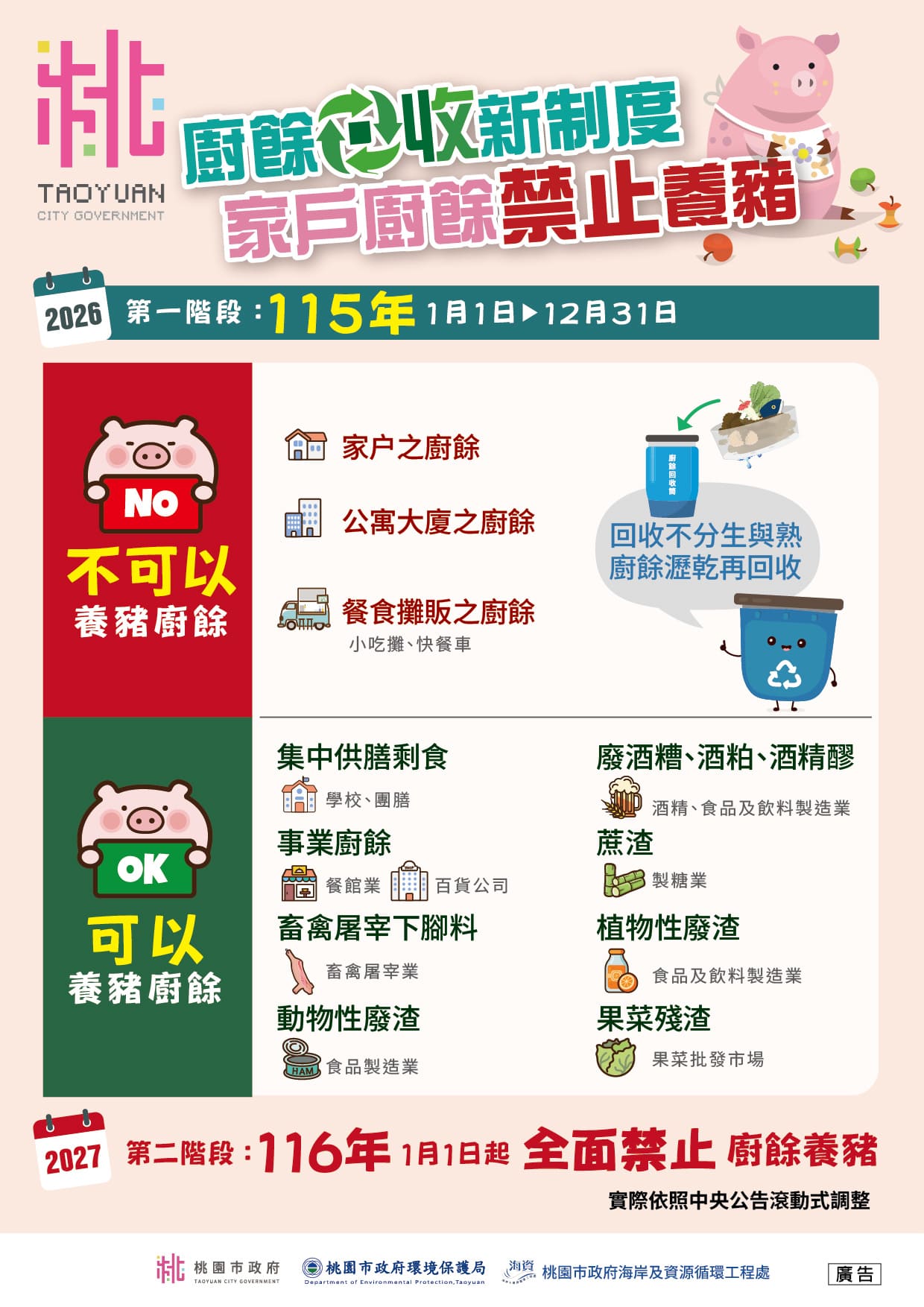 桃園市政府「家戶廚餘禁養豬隻」政令宣導